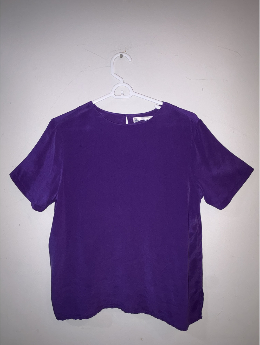 Anna and Frank Purple Silk Short Sleeve Blouse Size Small